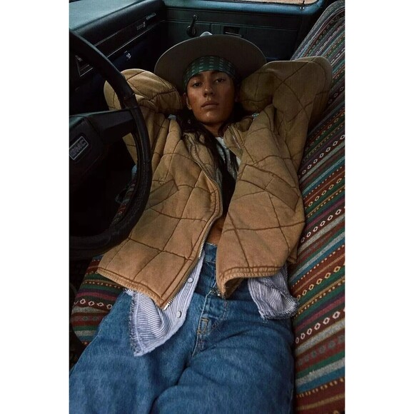 Free People Dolman Quilted Knit Jacket Top Oversized Zip-up Slouchy XL 276736 - Picture 3 of 11